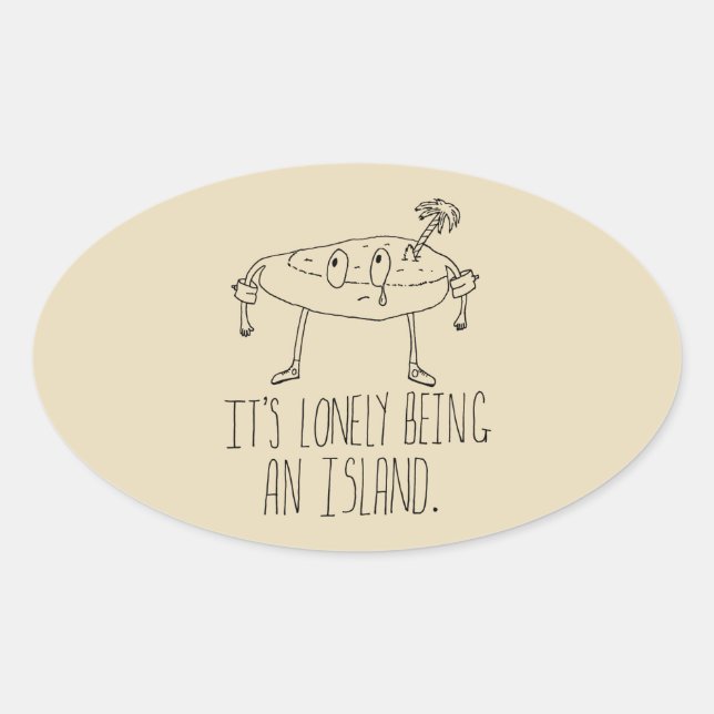 Cartoon Island Ovaler Aufkleber (Vorderseite)