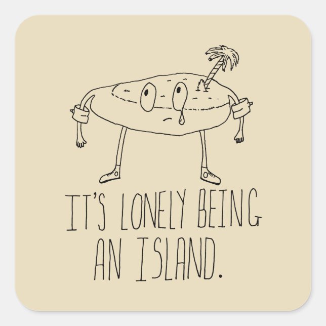 Cartoon Island Quadratischer Aufkleber (Vorderseite)