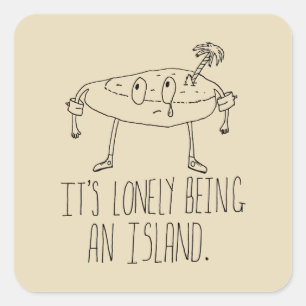 Cartoon Island Quadratischer Aufkleber