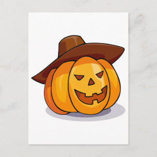 Cartoon Jack-o-Lantern Pumpkin Tragen Cowboy Hat Postkarte
