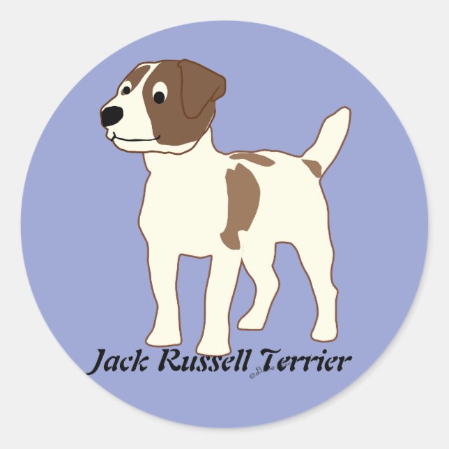 Cartoon Jack Russell Terrier Runder Aufkleber (Vorderseite)