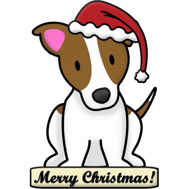 Cartoon-Jack-Russell-Terrier-Weihnachtsverzierung Fotoskulptur Ornament (Vorne)