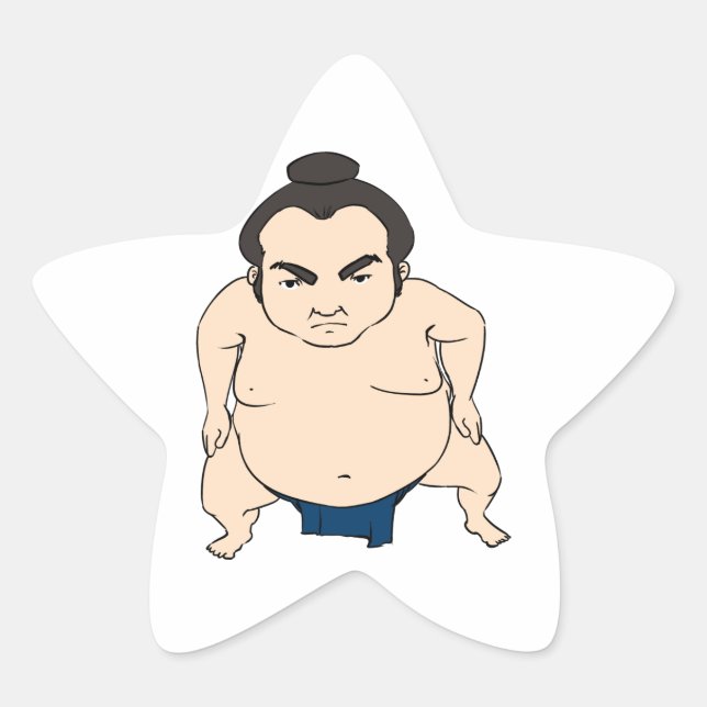Cartoon Japanischer Sumo Wrestler Stern-Aufkleber (Vorderseite)