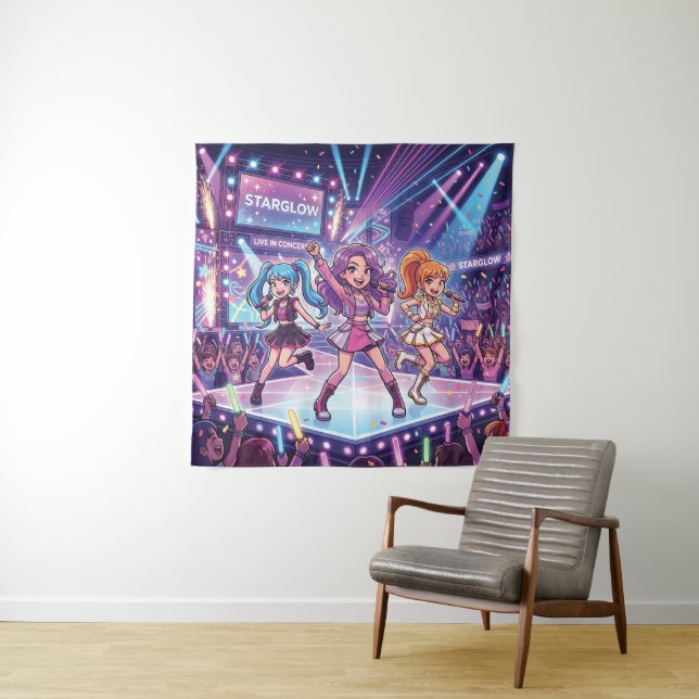 Cartoon JPop Mädchen Gruppe Wandteppich (Beispiel)