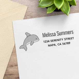 Cartoon Jumping Dolphin-Adresse Gummistempel