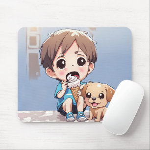 Cartoon Junge mit Eiscreme Mousepad
