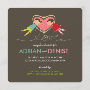 Cartoon-Jungen-Mädchen-Liebe-Herz verbindet Einladung