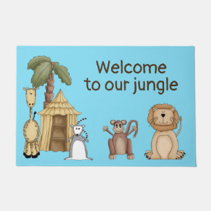 Cartoon Jungle Animals Door Mat Fußmatte