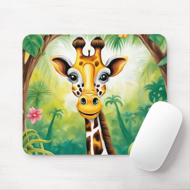 Cartoon Jungle Giraffe Mousepad (Mit Mouse)