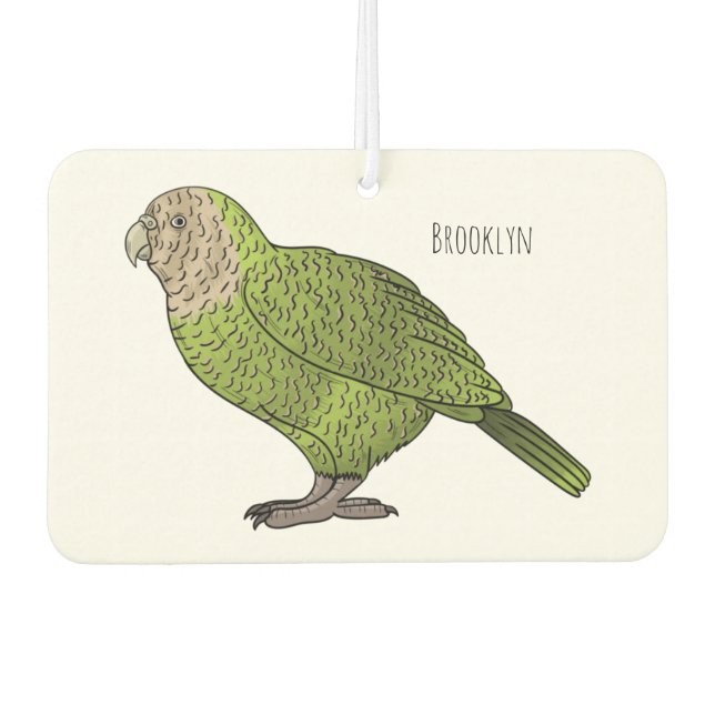 Cartoon Kakapo Autolufterfrischer (Vorderseite)