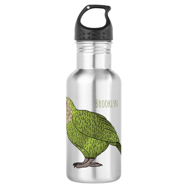 Cartoon Kakapo Edelstahlflasche (Vorderseite)