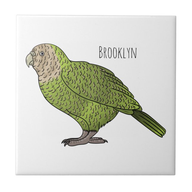 Cartoon Kakapo Fliese (Vorderseite)