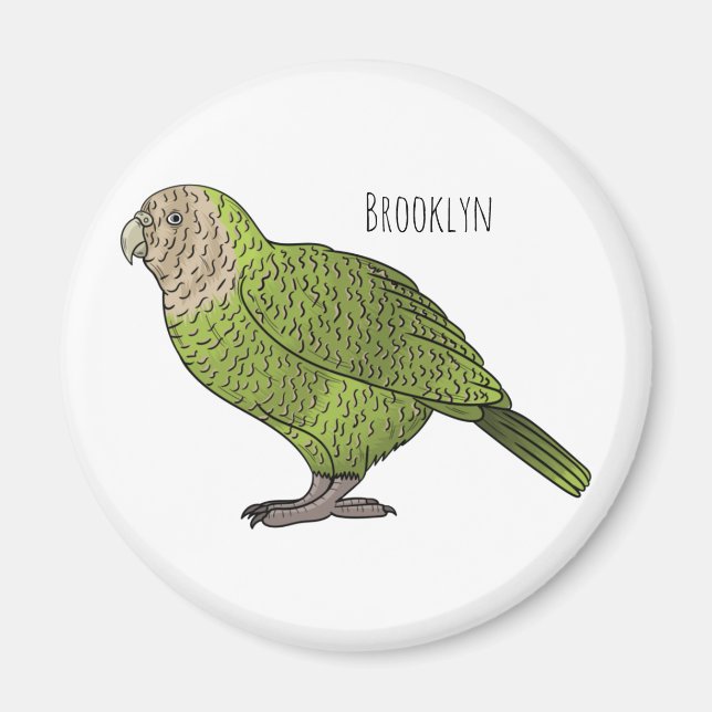 Cartoon Kakapo Magnet (Vorne)