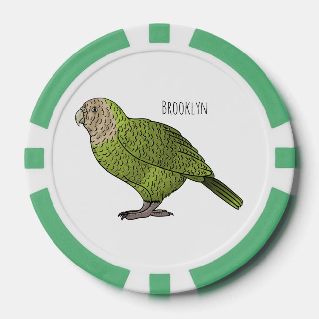 Cartoon Kakapo Pokerchips (Vorderseite)