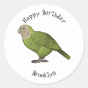 Cartoon Kakapo Runder Aufkleber