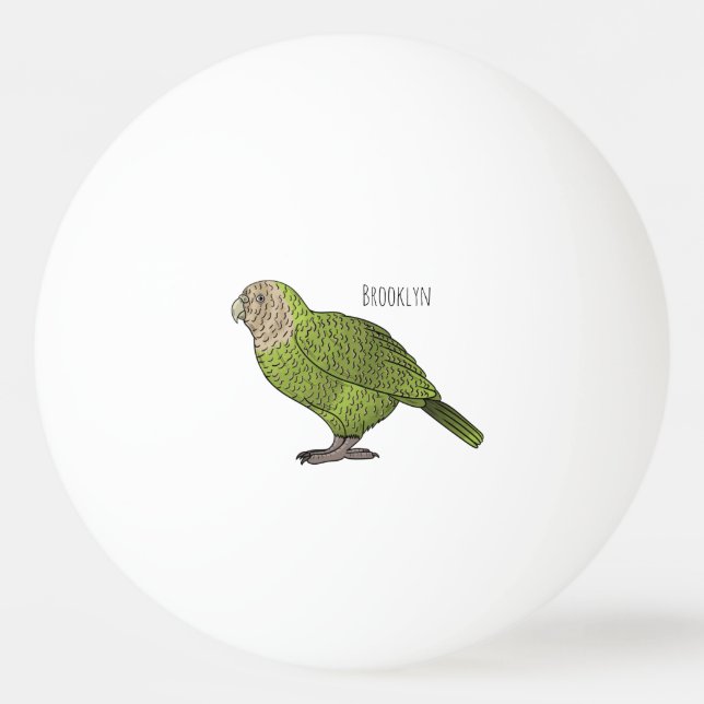 Cartoon Kakapo Tischtennisball (Vorderseite)