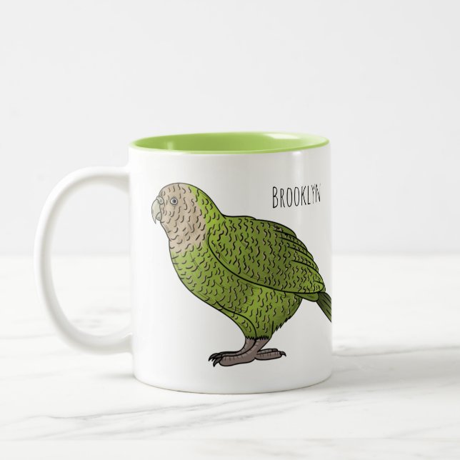Cartoon Kakapo Zweifarbige Tasse (Links)