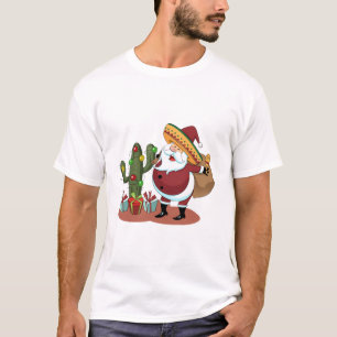 Cartoon Kakteen und Weihnachtsmann mit einem Sombr T-Shirt