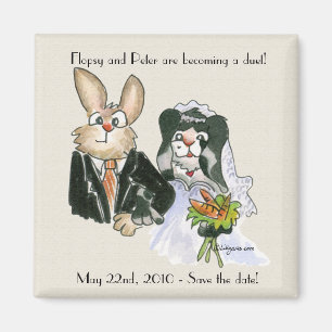 Cartoon-Kaninchen, die Save the Date Magneten Magnet