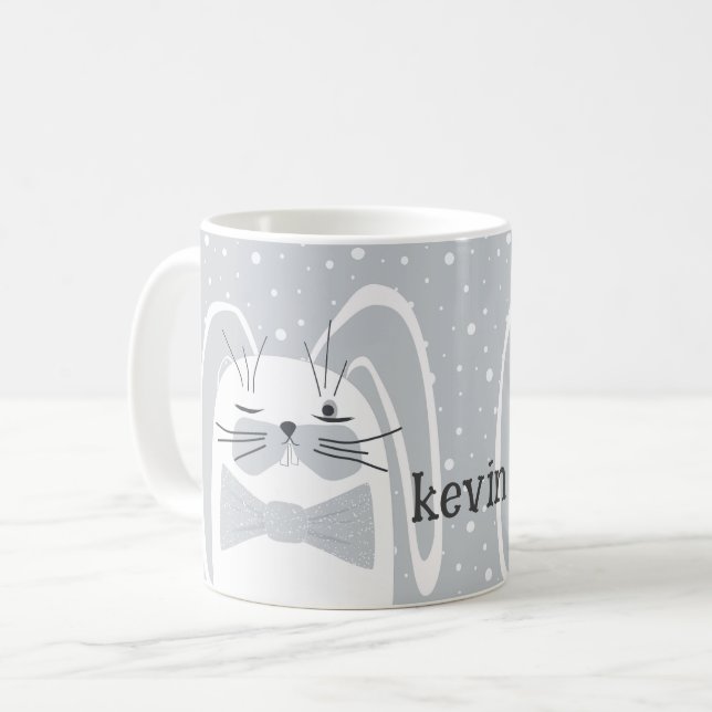 Cartoon Kaninchen, Symbol 2023. Kaffeetasse (Vorderseite Links)