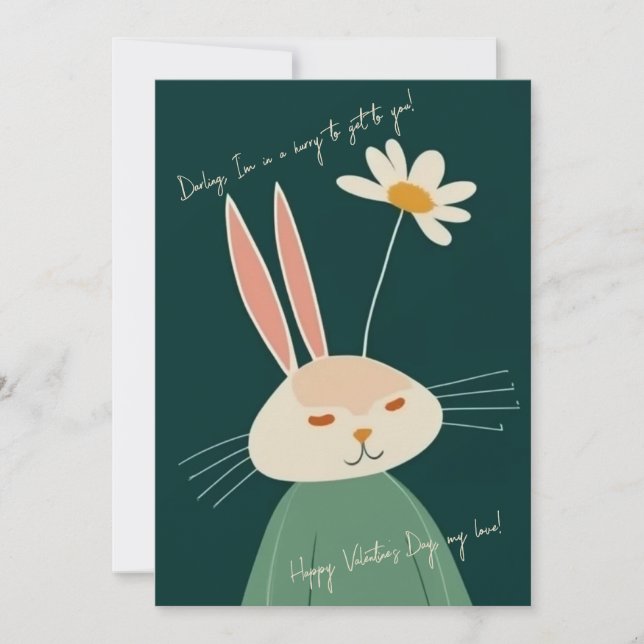 Cartoon Kaninchen, Valentinstag Feiertagskarte (Vorderseite)