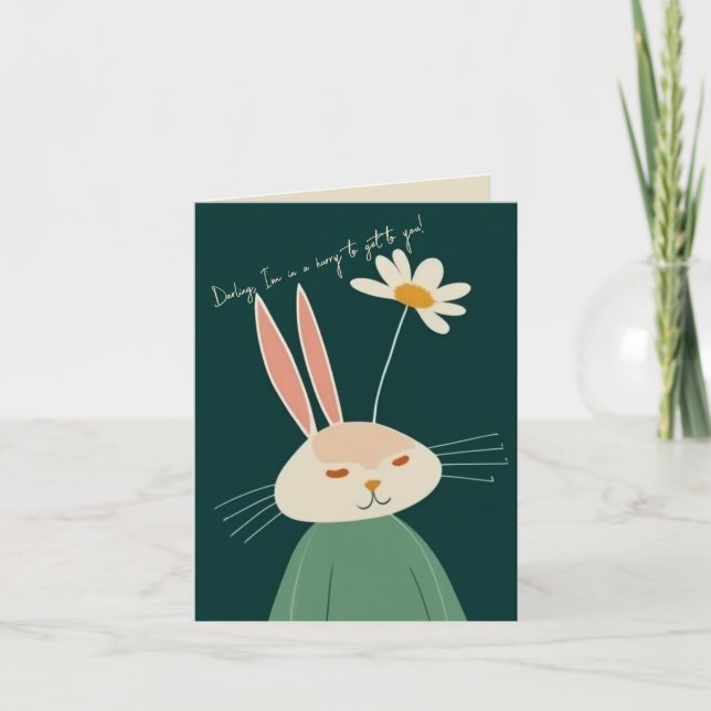 Cartoon Kaninchen, Valentinstag Feiertagskarte (Vorderseite)