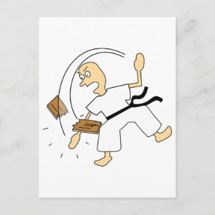 Cartoon Karate Man holzgeschnappt mit Hand Postkarte