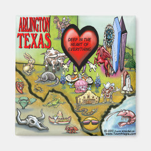 Cartoon-Karte Arlingtons Texas Magnet