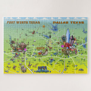 Cartoon-Karte Dallas Fort Worth Puzzle