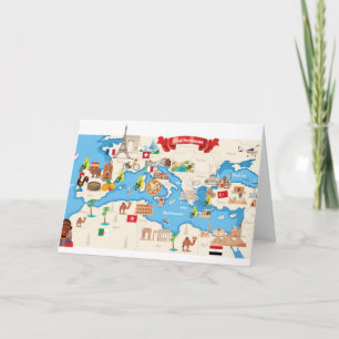 Cartoon Karte des Mittelmeers