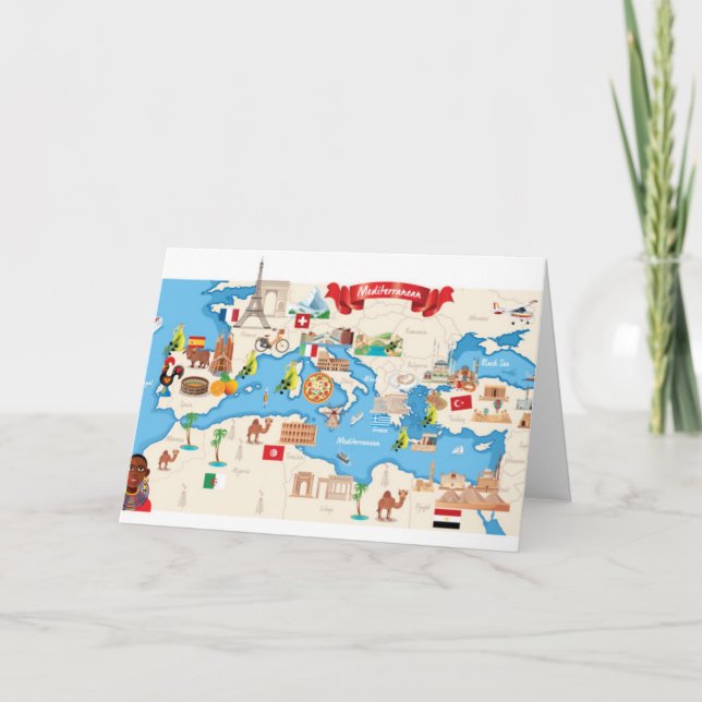 Cartoon Karte des Mittelmeers (Vorderseite)