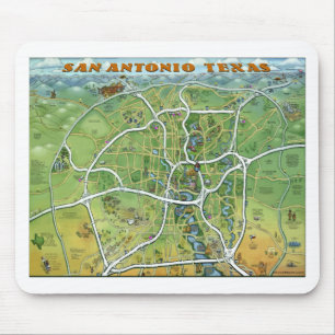 Cartoon-Karte San Antonio Texas Mousepad