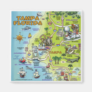 Cartoon-Karte Tampas Florida Magnet