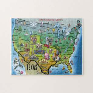 Cartoon-Karte Texas USA Puzzle