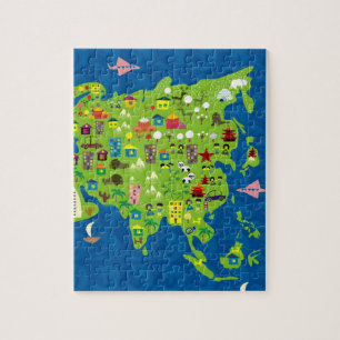 Cartoon-Karte von Asien-Puzzlespiel Puzzle