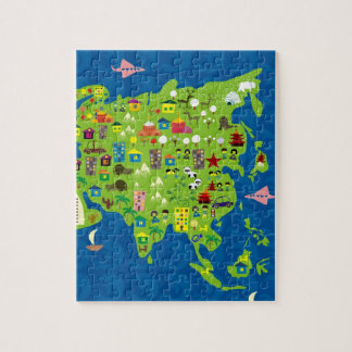 Cartoon-Karte von Asien-Puzzlespiel Puzzle