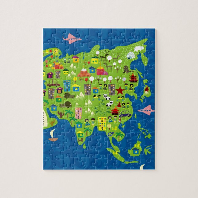 Cartoon-Karte von Asien-Puzzlespiel Puzzle (Vertikal)