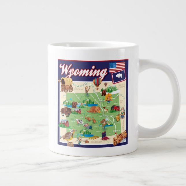 Cartoon Karte von Wyoming Jumbo-Tasse (Rechts)