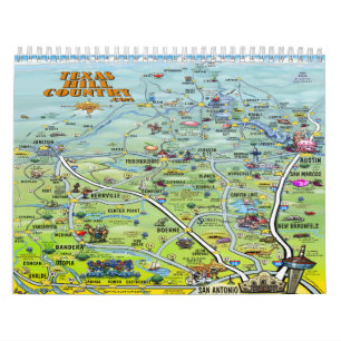 Cartoon-Kartenkalender für Texas Hill Kalender
