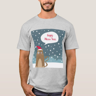 Cartoon Kätzchen trägt Weihnachtsmannmütze in Schn T-Shirt