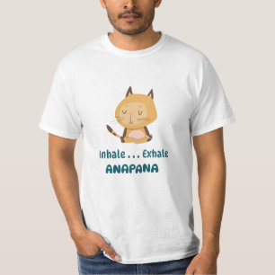 Cartoon Katze Anapana Meditation Inhalale Exhale T-Shirt