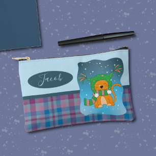 Cartoon Katze im Schneeballestift Pouch Zubehörtasche