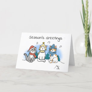 Cartoon-Katze-Weihnachtsliedersänger Weihnachtsgrü Karte