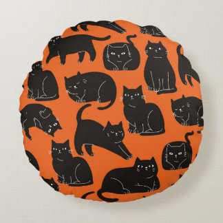 Cartoon Katzen Handgezeichnetes Muster Rundes Kissen