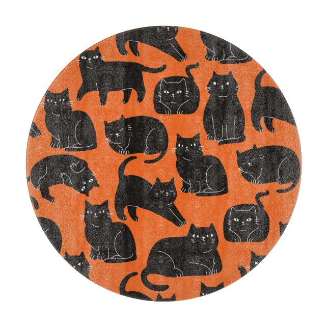 Cartoon Katzen Handgezeichnetes Muster Schneidebrett (Vorderseite)