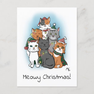 Cartoon Katzen in Weihnachtshasen Feiertagspostkarte