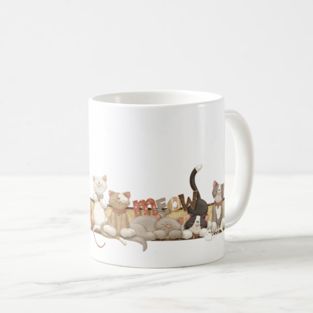 Cartoon-Katzen Kaffeetasse (VorderseiteRechts)