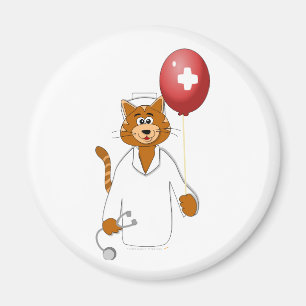 Cartoon-Katzen-Krankenschwester mit Ballon Magnet