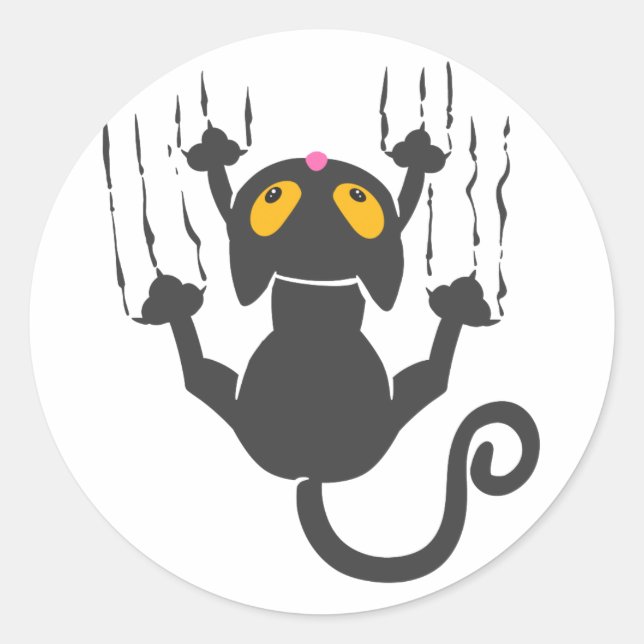 Cartoon Katzenhalterung - Farbe auswählen Runder Aufkleber (Vorderseite)