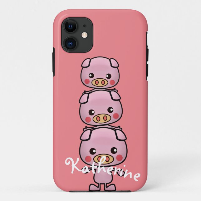 Cartoon Kawaii Schweine personalisieren Case-Mate iPhone Hülle (Rückseite)